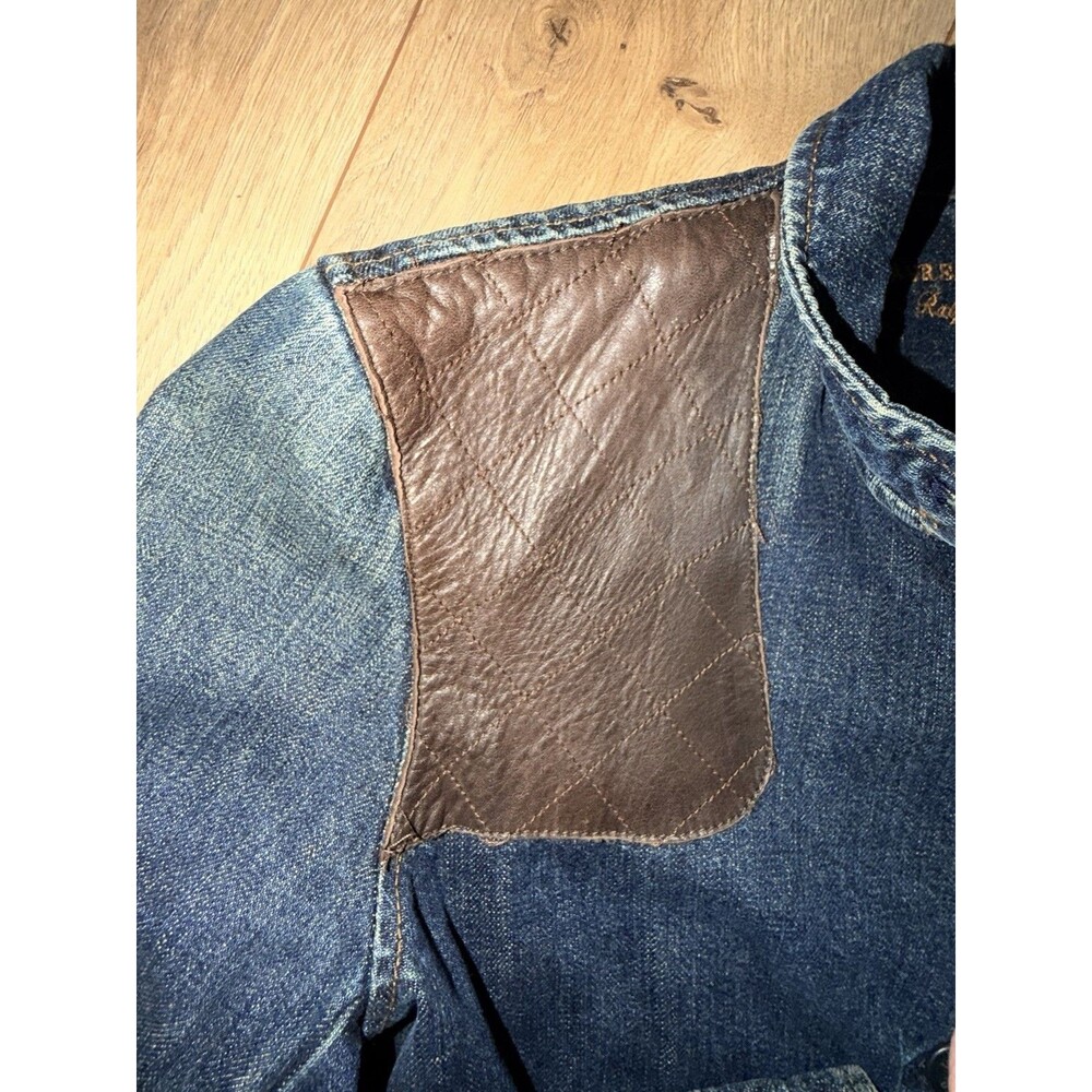 Ralph Lauren Jeans Co Premium Denim Leather Jacket Button Up Sz Large Equestrian - Picture 6 of 6